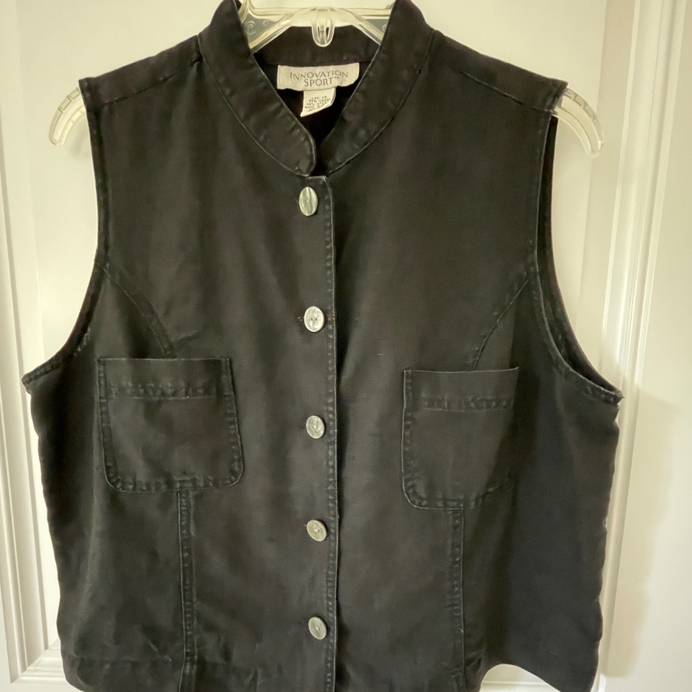Innovation Sport Linen/Cotton Vest Black, size 14
